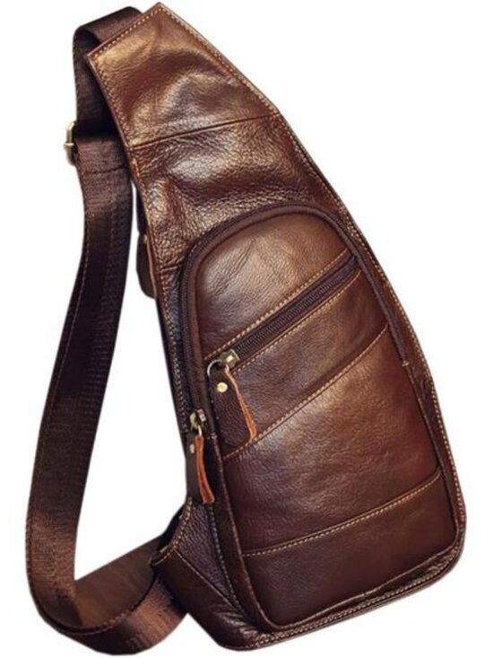 Leather Sling Bag Crossbody Backpack for Men Women Travel Outdoor Camping - Picture 1 of 7